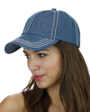 C.C Unisex Denim Adjustable Velcro Strap Low Profile Baseball Cap Hat