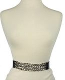 Women's Triple Row Silver-Tone Chain Link Chain Elastic Stretch Waist Belt