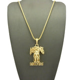 Polished Hollow Layered Last Kings Record Label Pendant w/ Chain Necklace