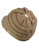 C.C BeanieTail Cotton Blend All Season Messy High Bun Ponytail Visor Beanie Cap