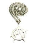 Polished Anarchy Symbol Round Pendant w/ 24" Chain Necklace