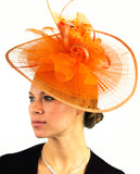 NYFASHION101 Cocktail Sinamay Fascinator Headband Feather & Flower Design