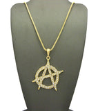 Polished Anarchy Symbol Round Pendant w/ 24" Chain Necklace