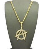 Polished Anarchy Symbol Round Pendant w/ 24" Chain Necklace