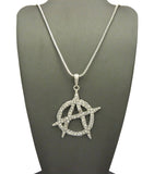 Polished Anarchy Symbol Round Pendant w/ 24" Chain Necklace