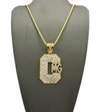 Stone Stud Hip-Hop CMG Initials Pendant w/ Chain Necklace