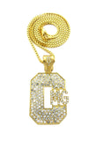 Stone Stud Hip-Hop CMG Initials Pendant w/ Chain Necklace