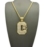 Stone Stud Hip-Hop CMG Initials Pendant w/ Chain Necklace