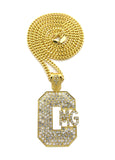 Stone Stud Hip-Hop CMG Initials Pendant w/ Chain Necklace