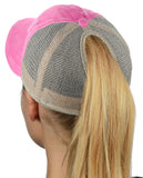 Ponyflo Ponytail Messy High Bun Distressed Adjustable Trucker Baseball Cap