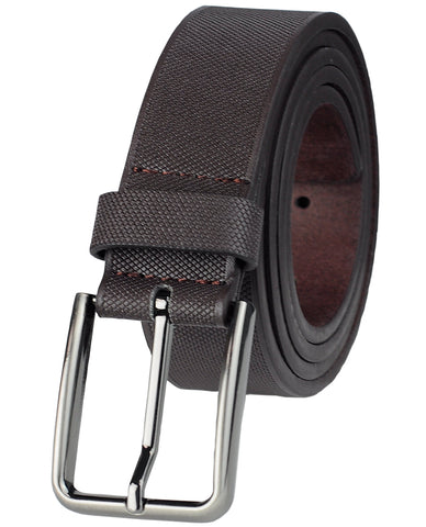 Eurosport Men's Textured Bonded Leather Casual Cut-To-Fit Belt with Square Buckle