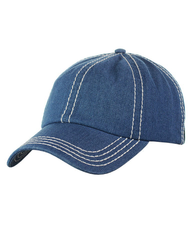 C.C Unisex Denim Adjustable Velcro Strap Low Profile Baseball Cap Hat