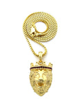 Stone Stud King Lion Pendant with Chain Necklace