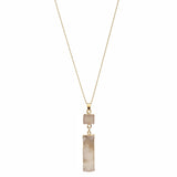 Women's Druzy Square and Bar Dangle Pendant with 30" Ball Chain Necklace