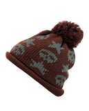 NYfashion101 Two Tone Handmade Skull & Star Knitted Pom Pom Beanie Hat
