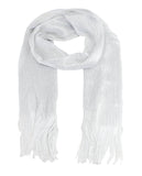 NYFASHION101 Fashionable Sparkly Glitter Thread Lightweight Tassel Scarf, White