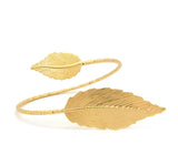 Women's Fashion Gold-Tone Leaf Upper Arm Cuff Bangle