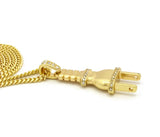 Polished Stud Power Plug Pendant with Chain Necklace