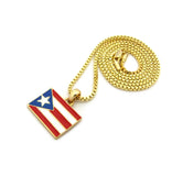 Puerto Rico Flag Micro Pendant with Chain Necklace