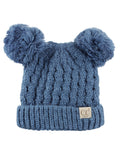 C.C Kids' Children's Cable Knit Double Ear Pom Cuffed Beanie Cap Hat