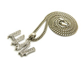 Stone Stud LUV Drip Effect Micro Pendant with Cuban Chain Necklace