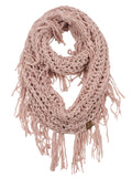 C.C Women's Soft Solid Chenille Net Fringed Tassel Infinity Wrap Scarf