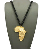 Diversified Single Pendant Piece w/ 6mm 30" Wood Bead Necklace - Roaring Lion on Africa