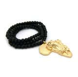 Diversified Single Pendant Piece w/ 6mm 30" Wood Bead Necklace - Roaring Lion on Africa