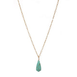 Women's Smooth Briolette Stone Dangle Pendant with 17" Link Chain Necklace