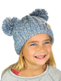 C.C Kids' Children's Cable Knit Double Ear Pom Cuffed Beanie Cap Hat