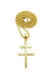 Imprinted Cross of Lorraine Pendant with Chain Necklace