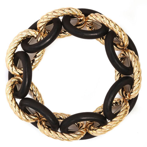 Women's Braided and Smooth Link Fashion Stretch Bracelet
