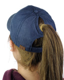 C.C Ponycap Messy High Bun Ponytail Adjustable Cotton Baseball Cap Hat