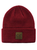 C.C Unisex Plain Cuff Skull Cap Winter Knit Beanie Hat