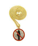 Red Stone Stud Border Mini Rapper Monster Logo Pendant w/ 24" Chain Necklace