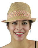 NYFASHION101 Multicolored Weaved Band and Trim Stingy Trilby Fedora Hat