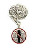Red Stone Stud Border Rapper Music Video Monster Logo Pendant w/ 24" Chain Necklace