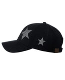 C.C Women's Glitter Star Cut Design Cotton Adjustable Precurved Baseball Cap Hat