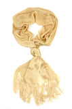 NYFASHION101 Fashionable Sparkly Glitter Thread Lightweight Tassel Scarf, Gold