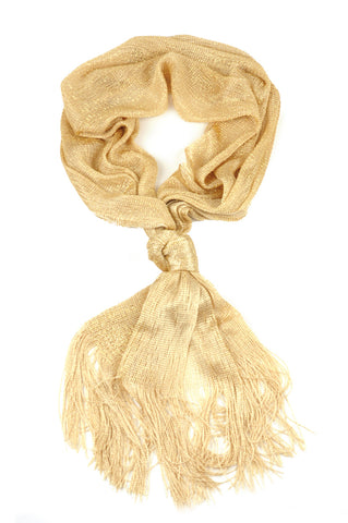 NYFASHION101 Fashionable Sparkly Glitter Thread Lightweight Tassel Scarf, Gold