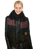 C.C Women's Long Multicolored Warm Cable Knit Shawl Wrap Tassel Scarf