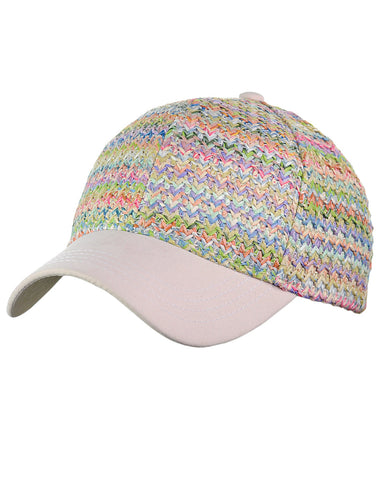 C.C Multicolored Paper Straw Weaved Adjustable Precurved Baseball Cap Hat