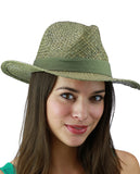 C.C Women's Raffia Straw Weaved Panama Sun Hat with Ribbon Trim
