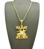 Polished No Limit Soldier Tank Pendant w/ Gold-Tone Box Chain Necklace