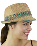 NYFASHION101 Multicolored Weaved Band and Trim Stingy Trilby Fedora Hat