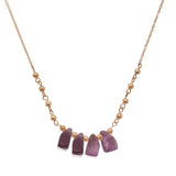 Women's Bead and Smooth Gemstone Pendant 21" Link Chain Necklace