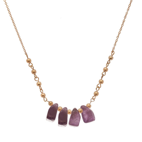Women's Bead and Smooth Gemstone Pendant 21" Link Chain Necklace