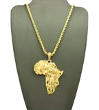 Power Fist on Africa Pendant with Chain Necklace
