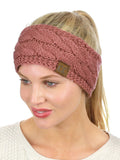 C.C Soft Stretch Winter Warm Cable Knit Fuzzy Lined Ear Warmer Headband