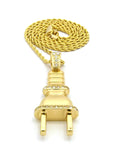 Polished Stud Power Plug Pendant with Chain Necklace